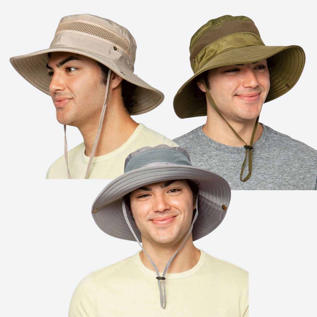 Khaki Vacation Travel Hat, Men's Sun Protection 1pc Summer Neck Fishing UV Protection Sun Hat, Bucket Hats,Casual,Temu